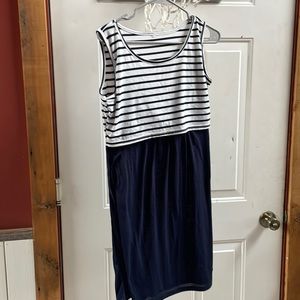 Navy & White Nursing Dress Maternity/Nursing